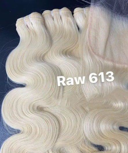 613 Blonde Unprocessed Raw Human Hair Bundles Double Drawn 18-20-22 Body Wave