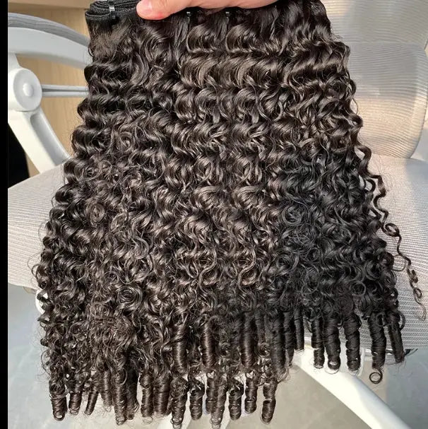 Burmese Curly Brazilian 100% Virgin Hair Bundles, 8–30 inches, natural glossy black curls.