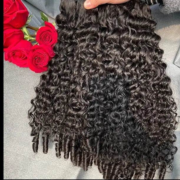 Burmese Curly Brazilian 100% Virgin Hair Bundles for extensions, 8-30 inches, natural black curls.