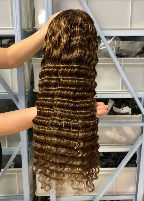 Celebrity Hair & Beauty Deep Wave Lace Front Wig – Pre Plucked Brazilian Remy Human Hair