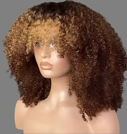 Afro Jerry Curly Wig with Bangs for Women.
