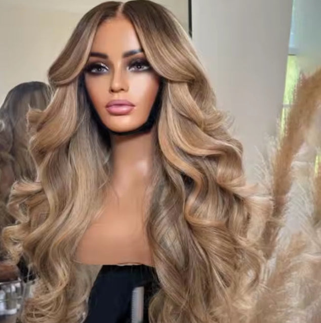 Body Wave Lace Front Wigs for Women Glueless Full HD Lace Frontal Wigs Blonde Highlight Wigs Human Hair 28""
