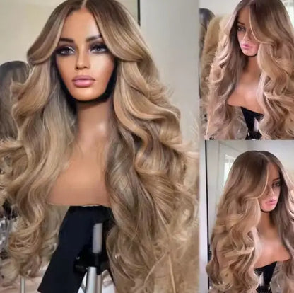 Body Wave Lace Front Wigs for Women Glueless Full HD  Lace Frontal Wigs Blonde Highlight Wigs Human Hair 28"".