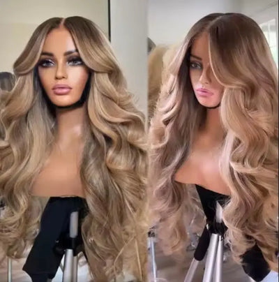 Body Wave Lace Front Wigs for Women Glueless Full HD Lace Frontal Wigs Blonde Highlight Wigs Human Hair 28""
