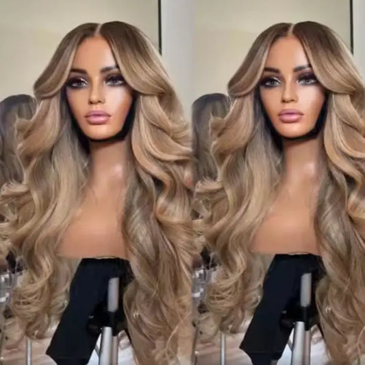 Body Wave Lace Front Wigs for Women Glueless Full HD  Lace Frontal Wigs Blonde Highlight Wigs Human Hair 28"".