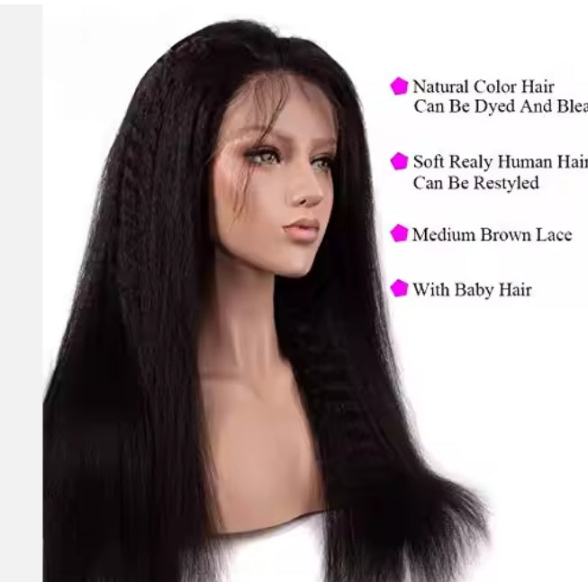 30 Inch High Quality Virgin Remy Human Hair Wig Kinky Straight