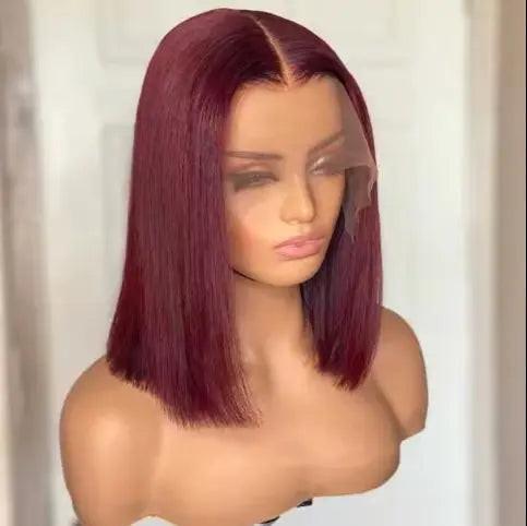 Short Bob Peruvian Hair 99J HD Lace Wig for Glam Look.