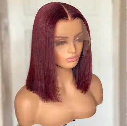 Short Bob Peruvian Hair 99J HD Lace Wig for Glam Look.