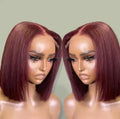 Short Bob Peruvian Hair 99J HD Lace Wig for Glam Look.