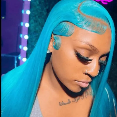 13x6 HD 360blue Curly Natural Frontal Human Hair Wig - Celebrity Hair & Beauty
