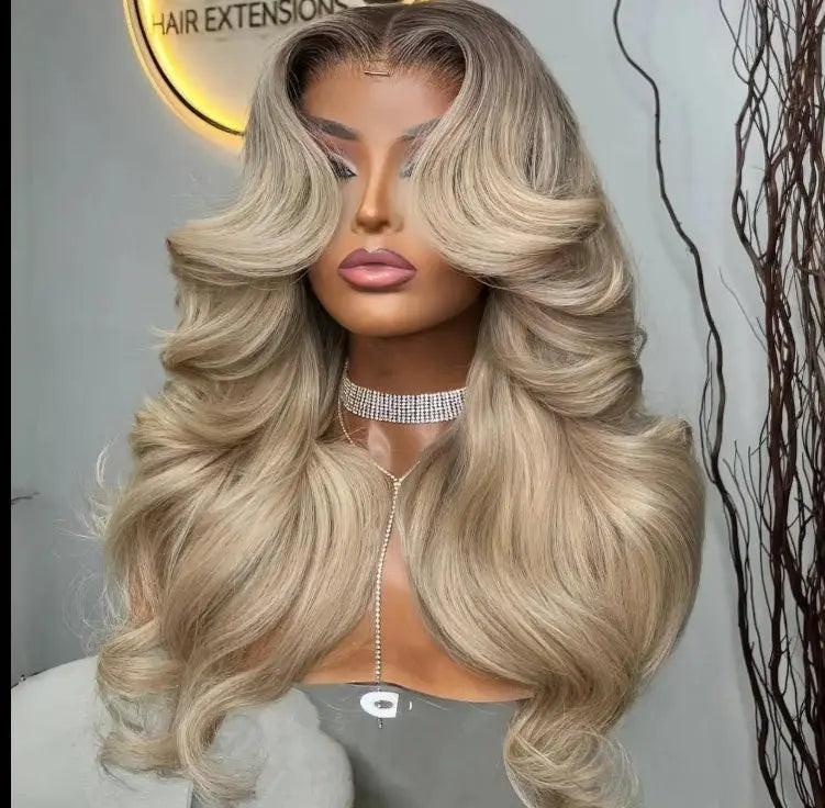 Brazilian Remy Body Wave Hair 13X4 Lace Ash Blonde.