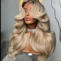 Brazilian Remy Body Wave Hair 13X4 Lace Ash Blonde.