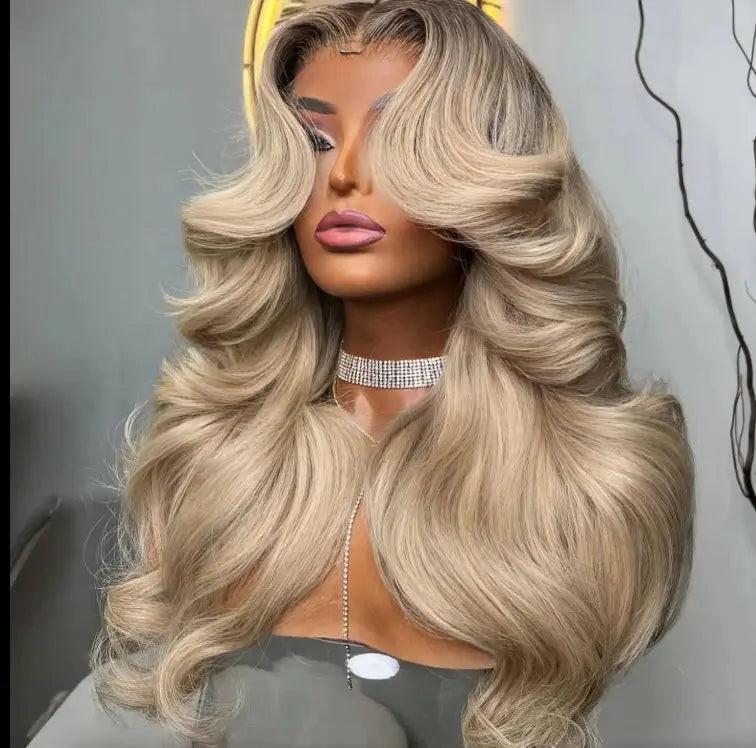 Brazilian Remy Body Wave Hair 13X4 Lace Ash Blonde.