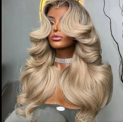 Brazilian Remy Body Wave Hair 13X4 Lace Ash Blonde.