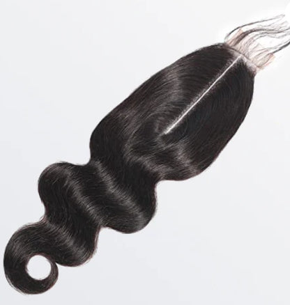 2x6 HD lace closure, natural black 100% human hair, body wave, 14–20 inches.