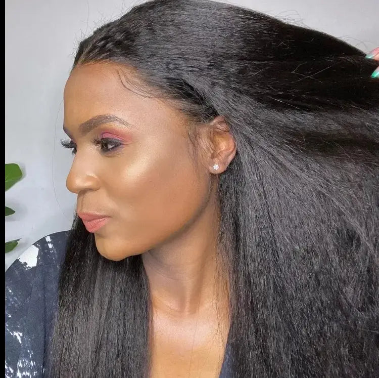 Kinky Straight Hair 13X6 220% Density Wig 100% Human Hair Hd Lace