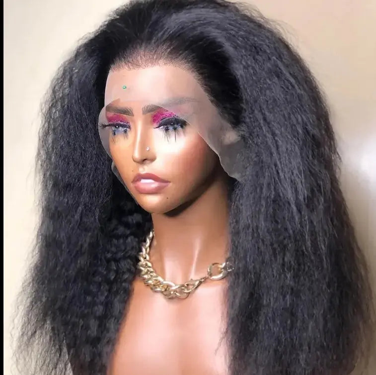 Kinky Straight Hair 13X6 220% Density Wig 100% Human Hair Hd Lace