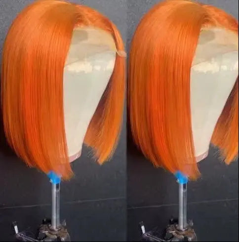 Ginger Orange Short Bob Wigs Human Hair 180% Density