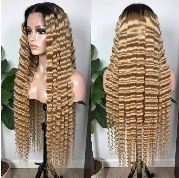 Deep Wave Lace Front Wig – Pre Plucked Brazilian Remy Human Hair 1b/613 Celebrity Hair & Beauty