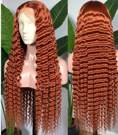 Ginger/Orange Deep Wave Lace Front Wig – Pre Plucked Brazilian Remy Human Hair Celebrity Hair & Beauty