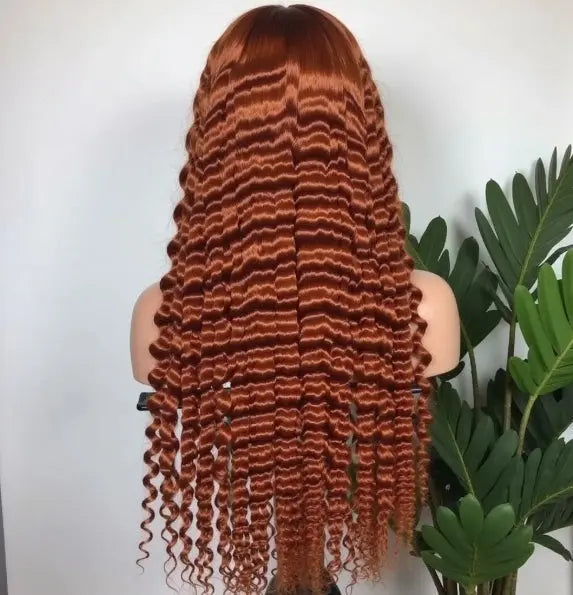 Ginger/Orange Deep Wave Lace Front Wig – Pre Plucked Brazilian Remy Human Hair Celebrity Hair & Beauty