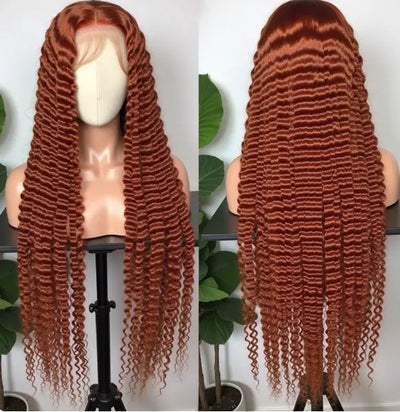 Ginger/Orange Deep Wave Lace Front Wig – Pre Plucked Brazilian Remy Human Hair Celebrity Hair & Beauty