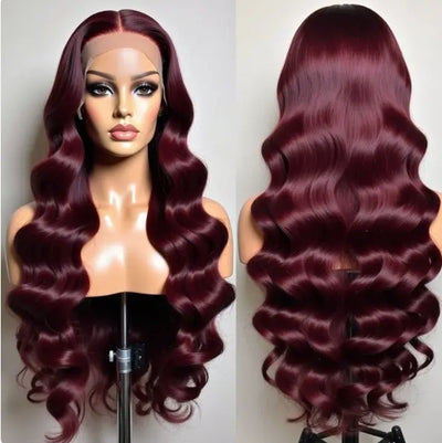 Body Wave Wig 210% Density 13X6 HD Frontal Lace Burgandy Celebrity Hair & Beauty