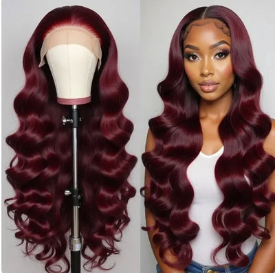 Body Wave Wig 210% Density 13X6 HD Frontal Lace Burgandy Celebrity Hair & Beauty