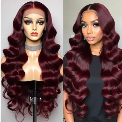 Body Wave Wig 210% Density 13X6 HD Frontal Lace Burgandy Celebrity Hair & Beauty