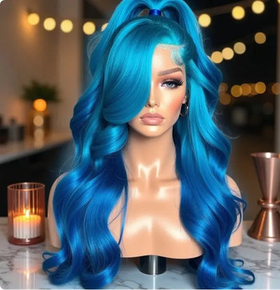 13x6 HD 360blue Curly Natural Frontal Human Hair Wig Celebrity Hair & Beauty