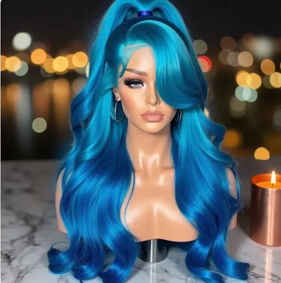 13x6 HD 360blue Curly Natural Frontal Human Hair Wig Celebrity Hair & Beauty