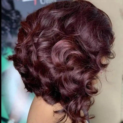 Curly Bob Wig With Bangs – 100% Remy Human Hair.