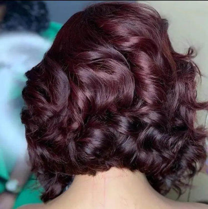 Curly Bob Wig With Bangs – 100% Remy Human Hair.