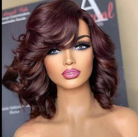 Curly Bob Wig With Bangs – 100% Remy Human Hair.