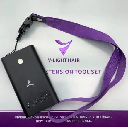 V Light Hair's Best Selling V Light Bulk Hair Extension UV Set Kit, featuring an efficient extension tool for styling.