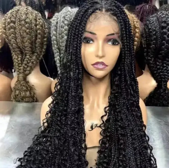 Boho Beauty Full Lace Braided Wig – 36 Inch Synthetic Hair Elegance Celebrity Hair & Beauty
