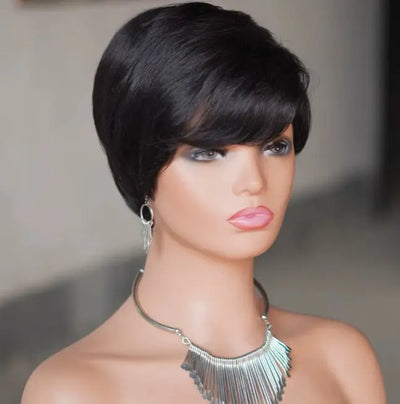 Pixie Cut Wig Short Layered Virgin Human Hair Wigs With Bangs Celebrity Hair & Beauty