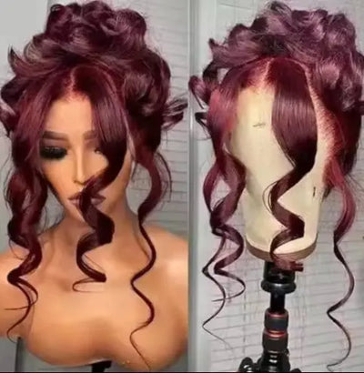 Body Wave 360 Full Lace Wig Burgundy Human Hair Wig Dark Wine Red 99j Peruvian Hair Glueless HD Lace Frontal Wig