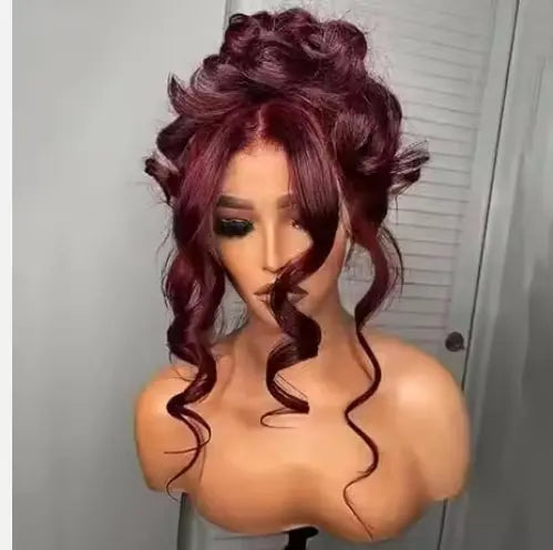 Body Wave 360 Full Lace Wig Burgundy Human Hair Wig Dark Wine Red 99j Peruvian Hair Glueless HD Lace Frontal Wig