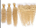 Celebrity Hair & Beauty Russian Blonde 613 Remy Hair Weave Deep Wave – 100 Percent Virgin With Frontal Closure.