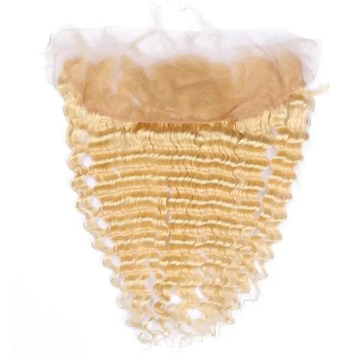 Celebrity Hair & Beauty Russian Blonde 613 Remy Hair Weave Deep Wave – 100 Percent Virgin With Frontal Closure.