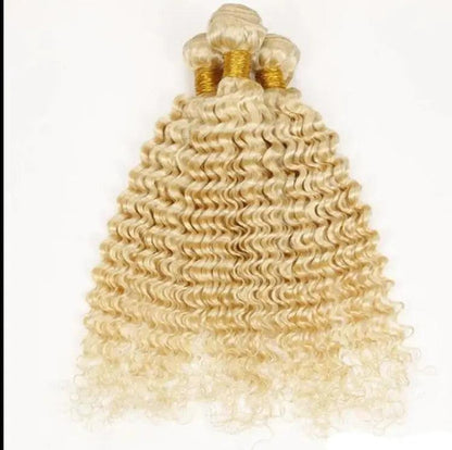 Celebrity Hair & Beauty Russian Blonde 613 Remy Hair Weave Deep Wave – 100 Percent Virgin With Frontal Closure.