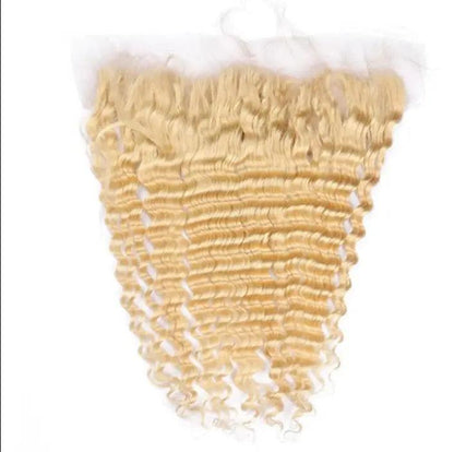 Celebrity Hair & Beauty Russian Blonde 613 Remy Hair Weave Deep Wave – 100 Percent Virgin With Frontal Closure.