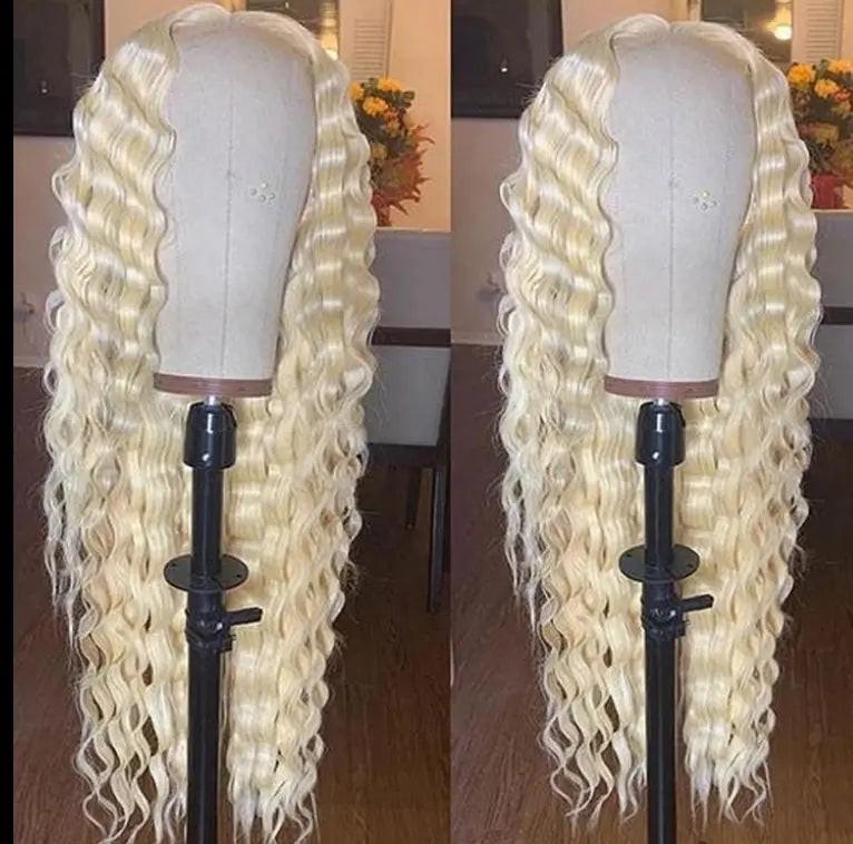 Celebrity Hair & Beauty Russian Blonde 613 Remy Hair Weave Deep Wave – 100 Percent Virgin With Frontal Closure.