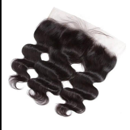 Body Wave HD Lace Free Parted Closure, 12A Remy human hair in natural black with baby hairs.