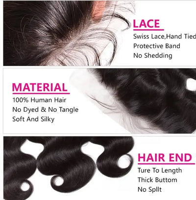 13 X 4 Lace Frontal Closure Body Wave Frontal Transparent Lace Frontals With Bangs Baby Hair Remy Human Hair Natural Color with soft, silky texture