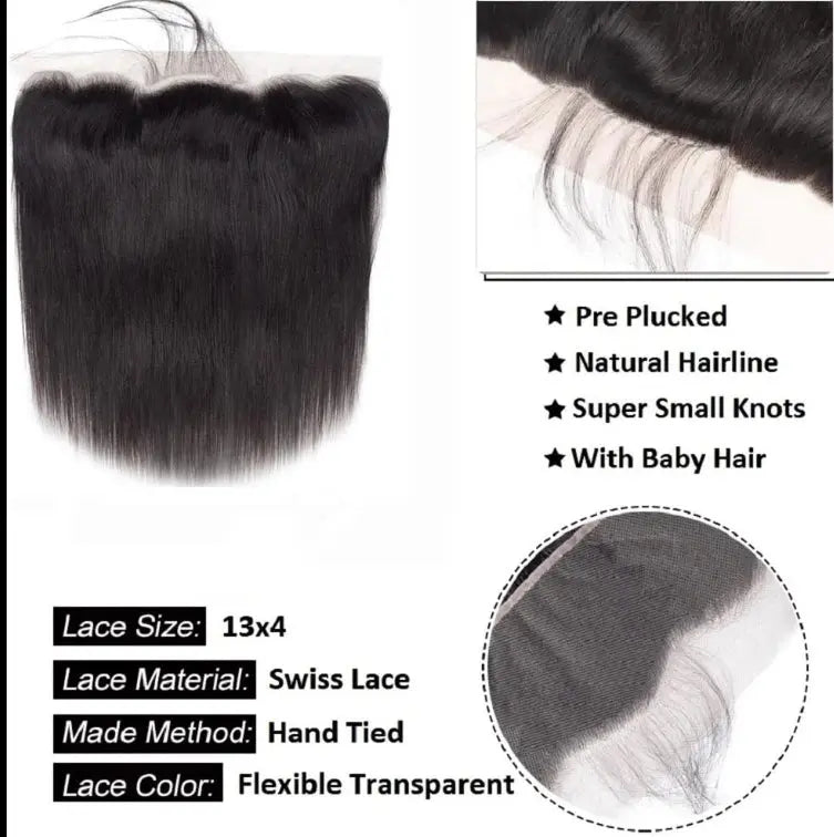 Celebrity Hair & Beauty Frontal Lace Transparent 13x4 Straight Lace Closure Brazilian Human Hair – Natural Look Seamless Blend Celebrity Hair & Beauty