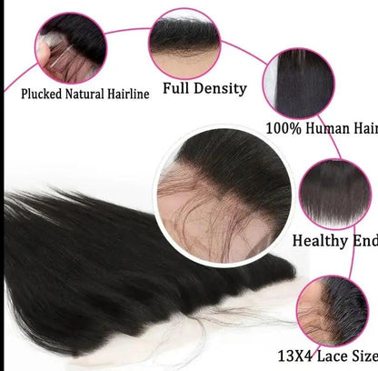 Celebrity Hair & Beauty Frontal Lace Transparent 13x4 Straight Lace Closure Brazilian Human Hair – Natural Look Seamless Blend.