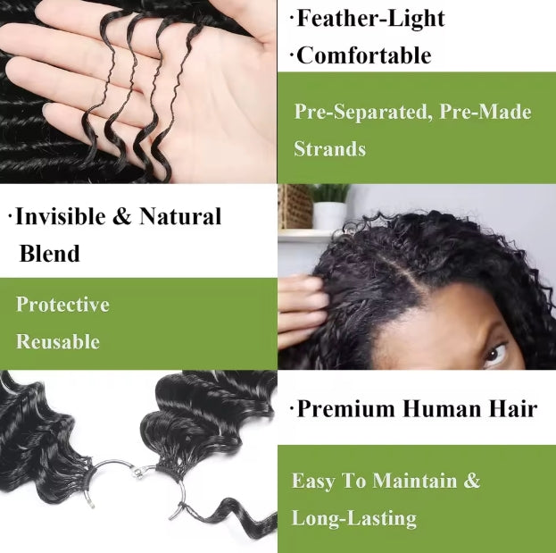 Crochet hair extensions by Celebrity Hair & Beauty featuring Miracle Knots Human Feather Afro curly knotless style in 100g.