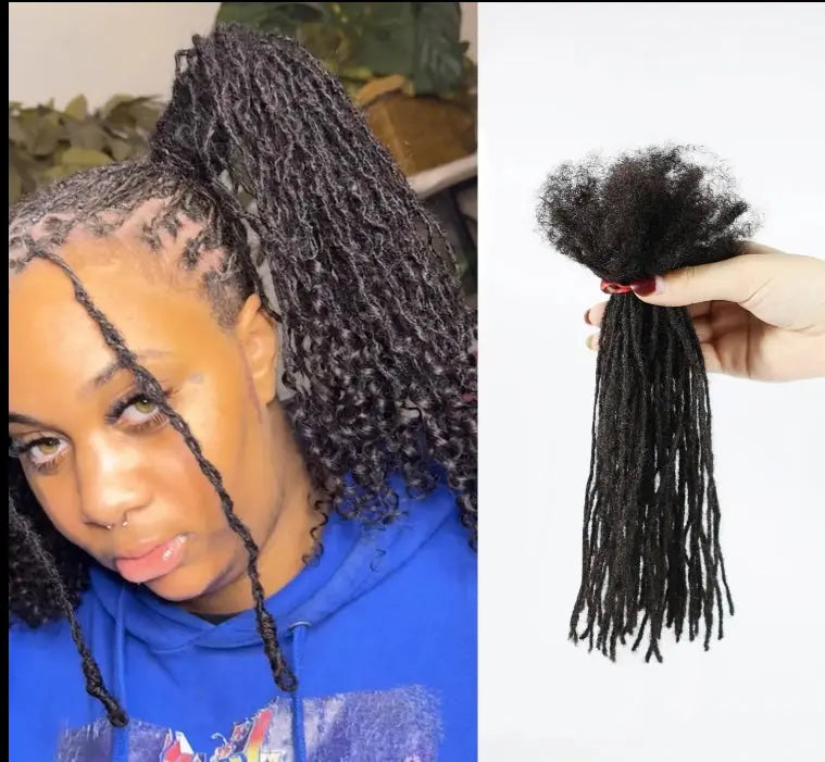 100% Handmade Afro Kinky Curly Human Hair Dreadlock Extensions